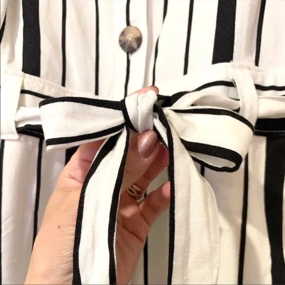 LOFT linen blend stripe jumpsuit - Picture 9 of 13